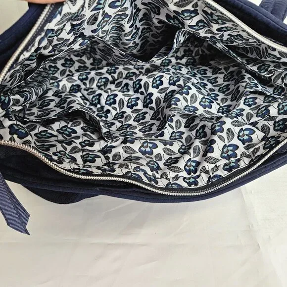 Vera Bradley Tote Bag Small w/ Zippers Performance Twill Classic Navy - Picture 7 of 14